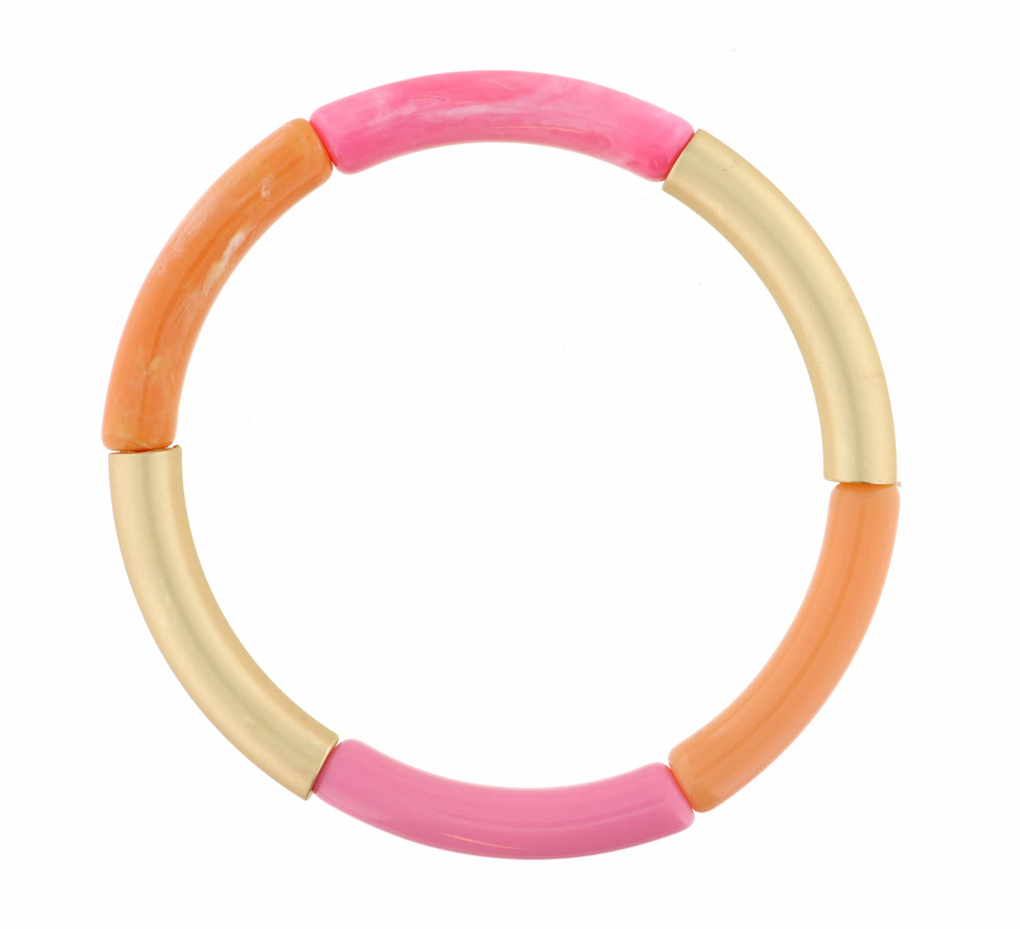 Thin, Pink, Gold, and Clementine Acrylic Bracelet