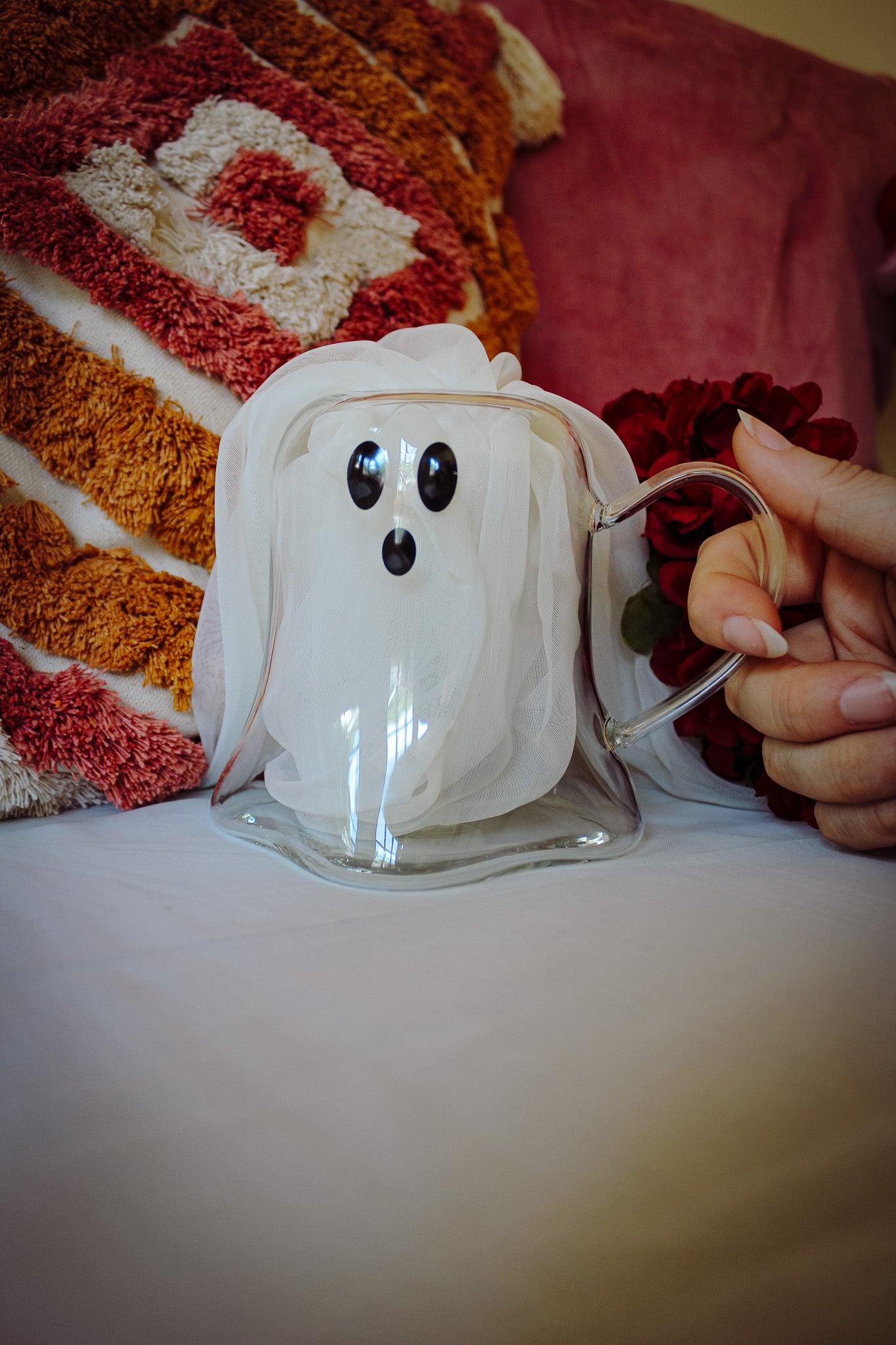Ghost Shaped Glass Halloween Mug