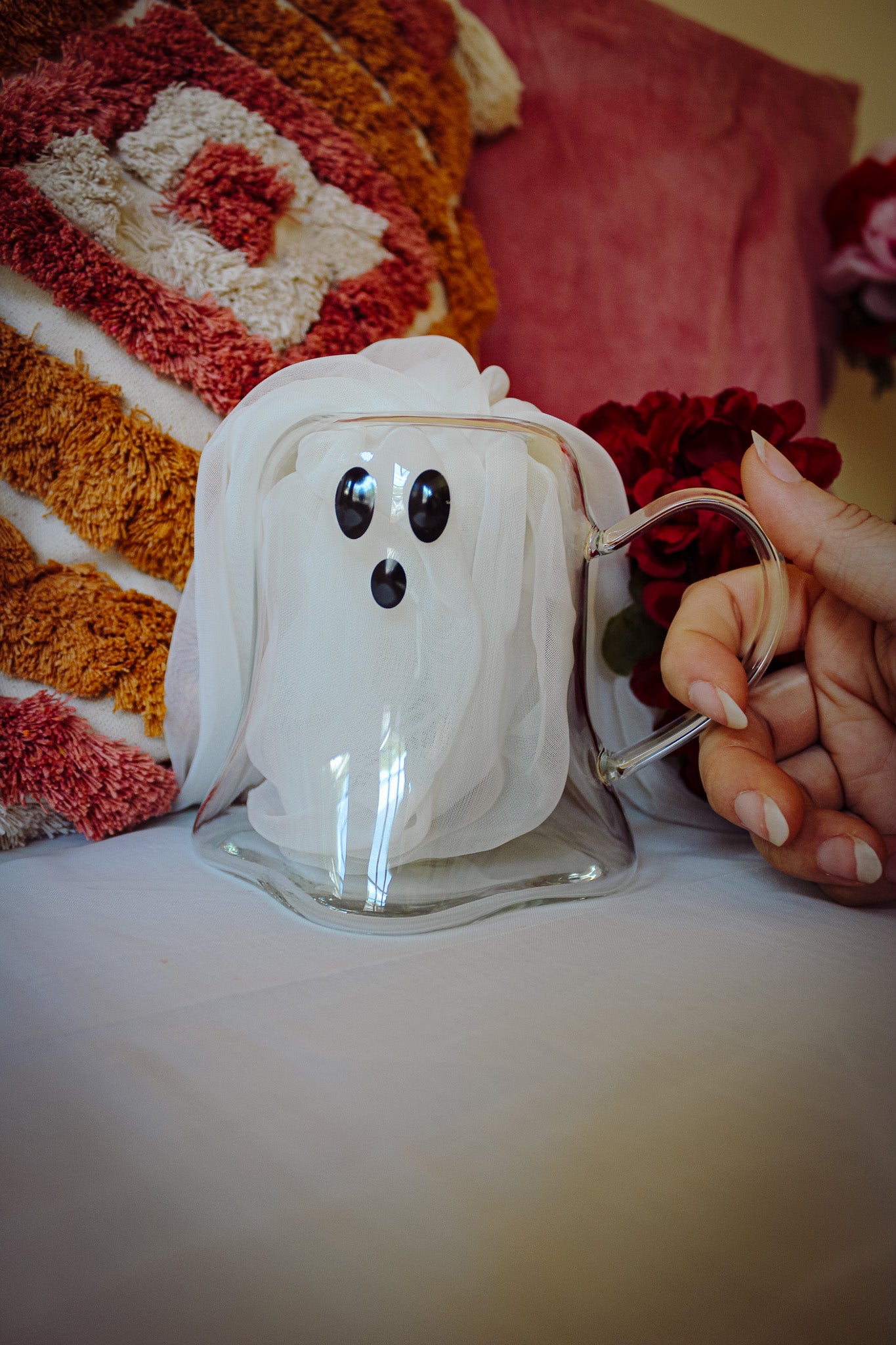 Ghost Shaped Glass Halloween Mug