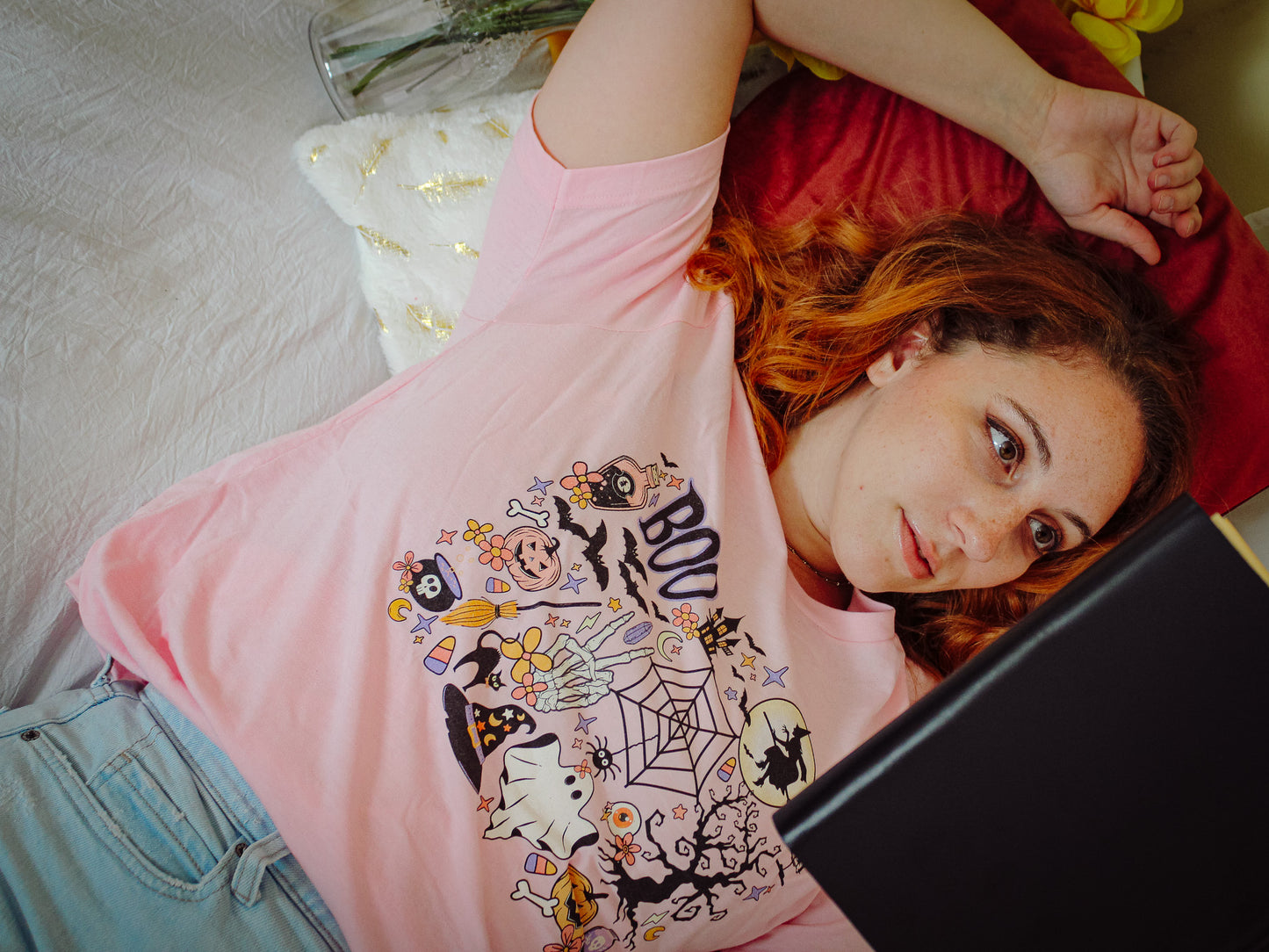 Halloween Collage Tee - Pink