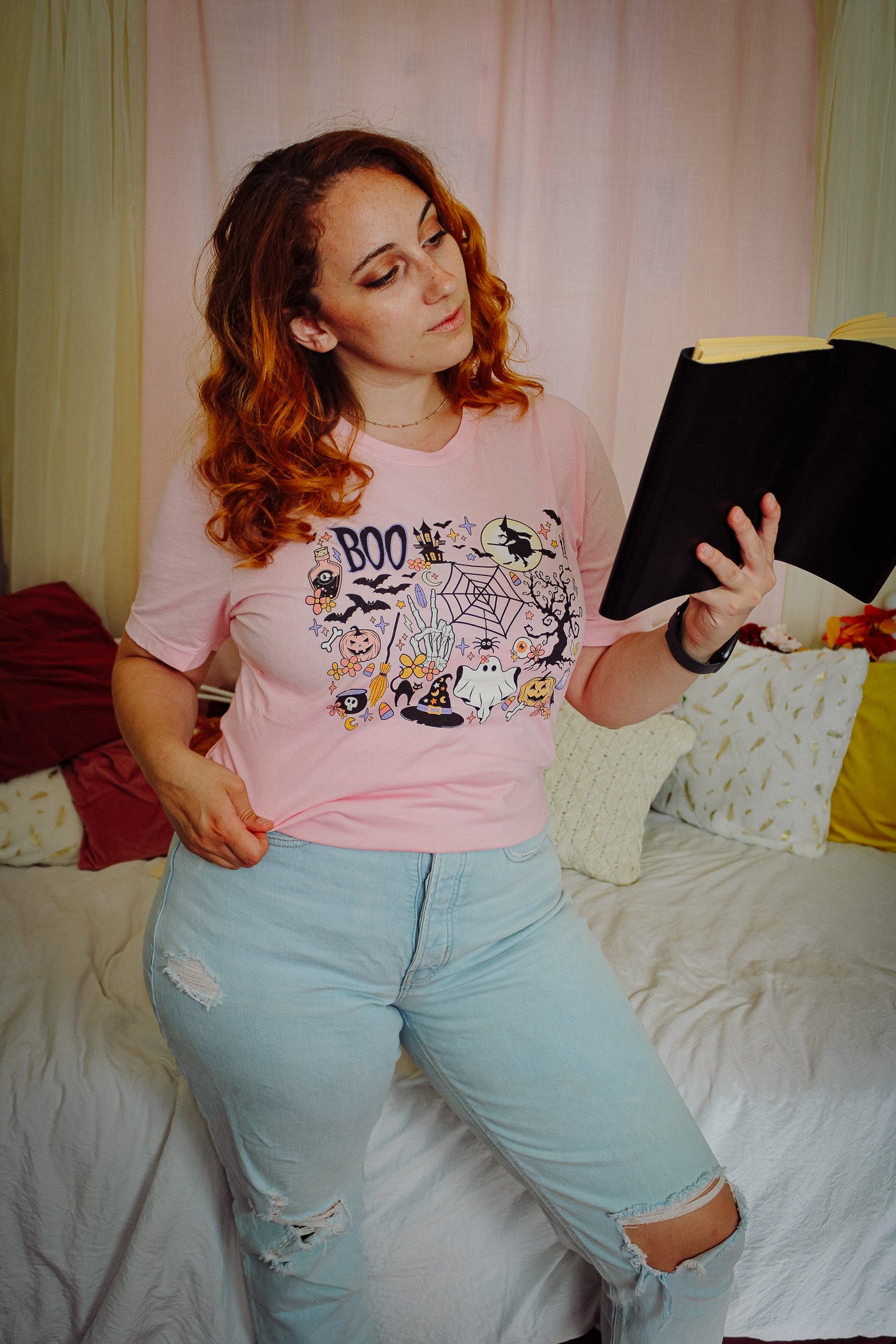 Halloween Collage Tee - Pink