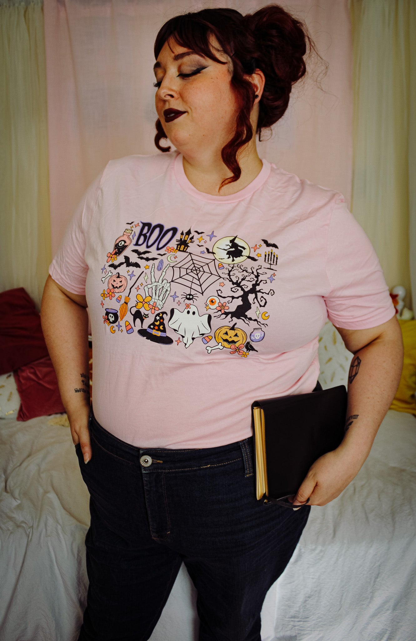 Halloween Collage Tee - Pink