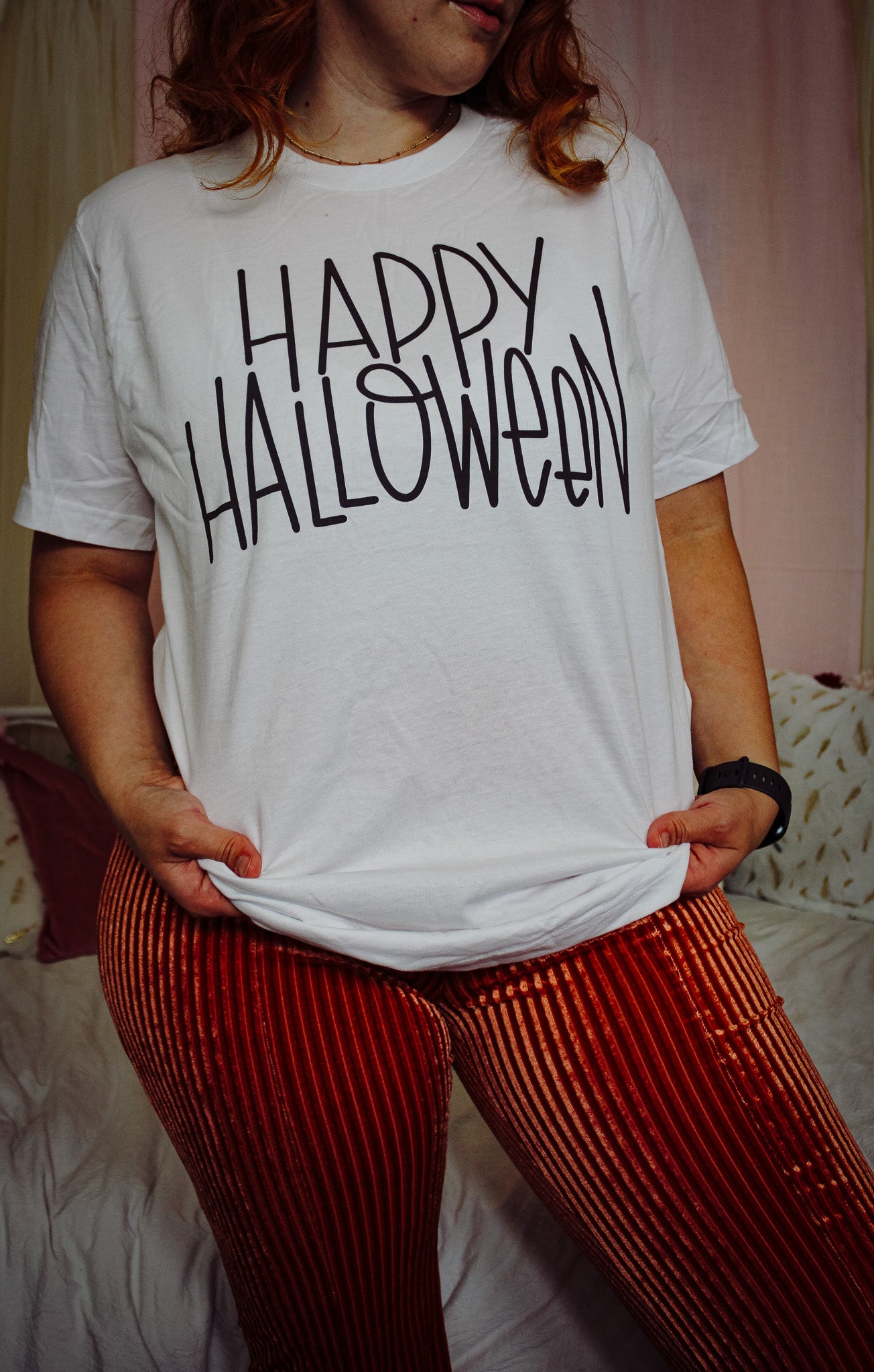 Minimalist Happy Halloween Tee - White