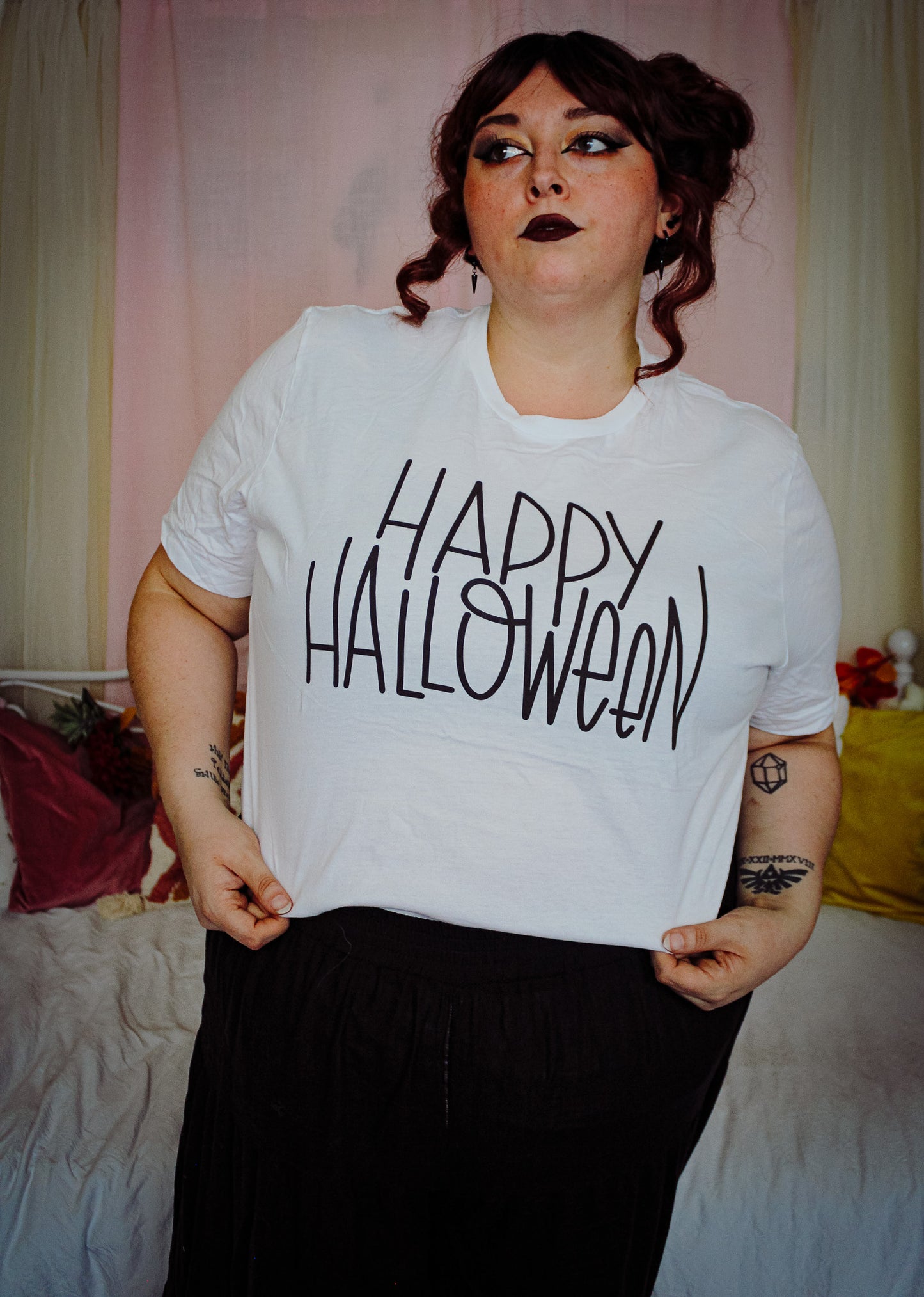 Minimalist Happy Halloween Tee - White