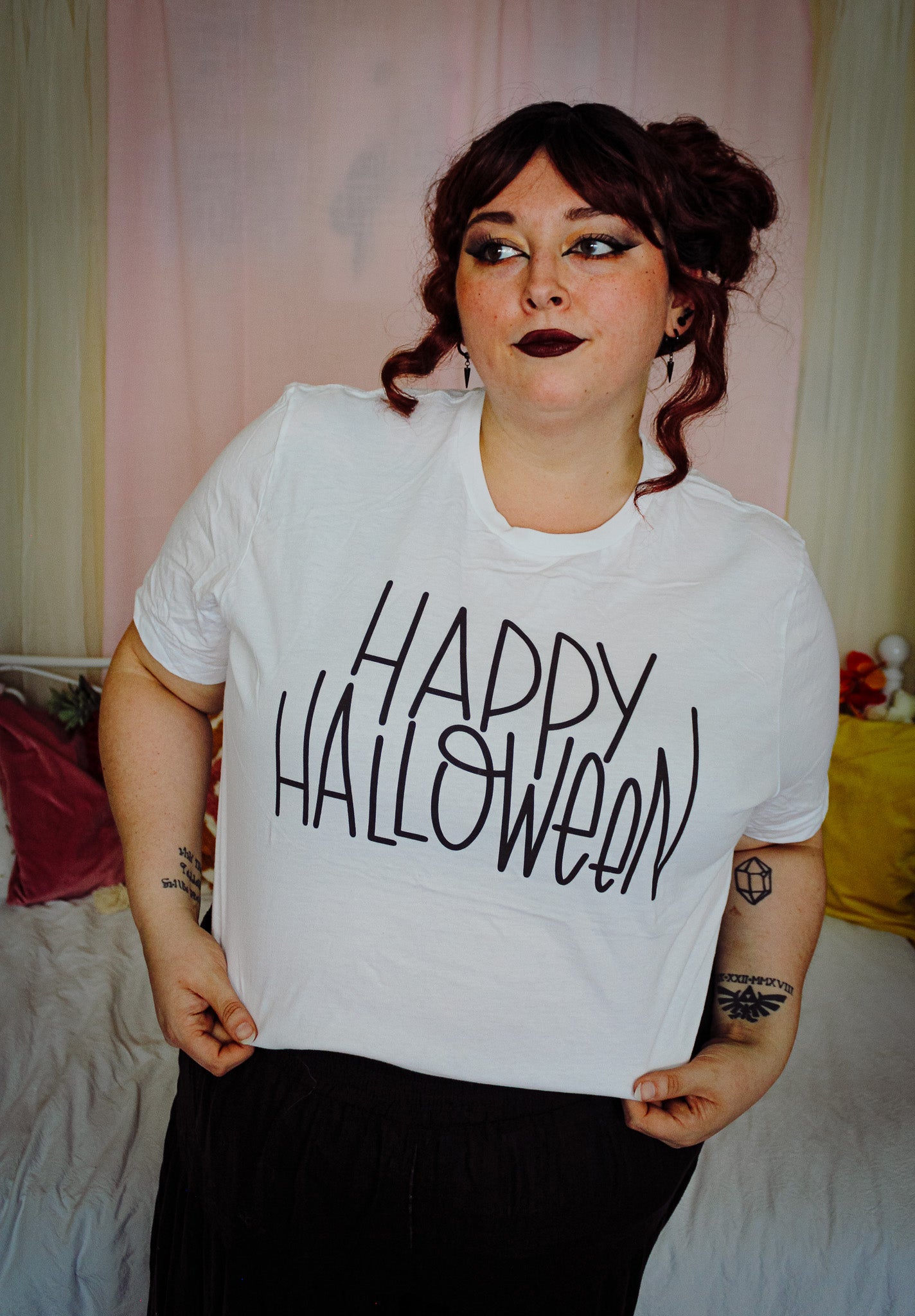 Minimalist Happy Halloween Tee - White