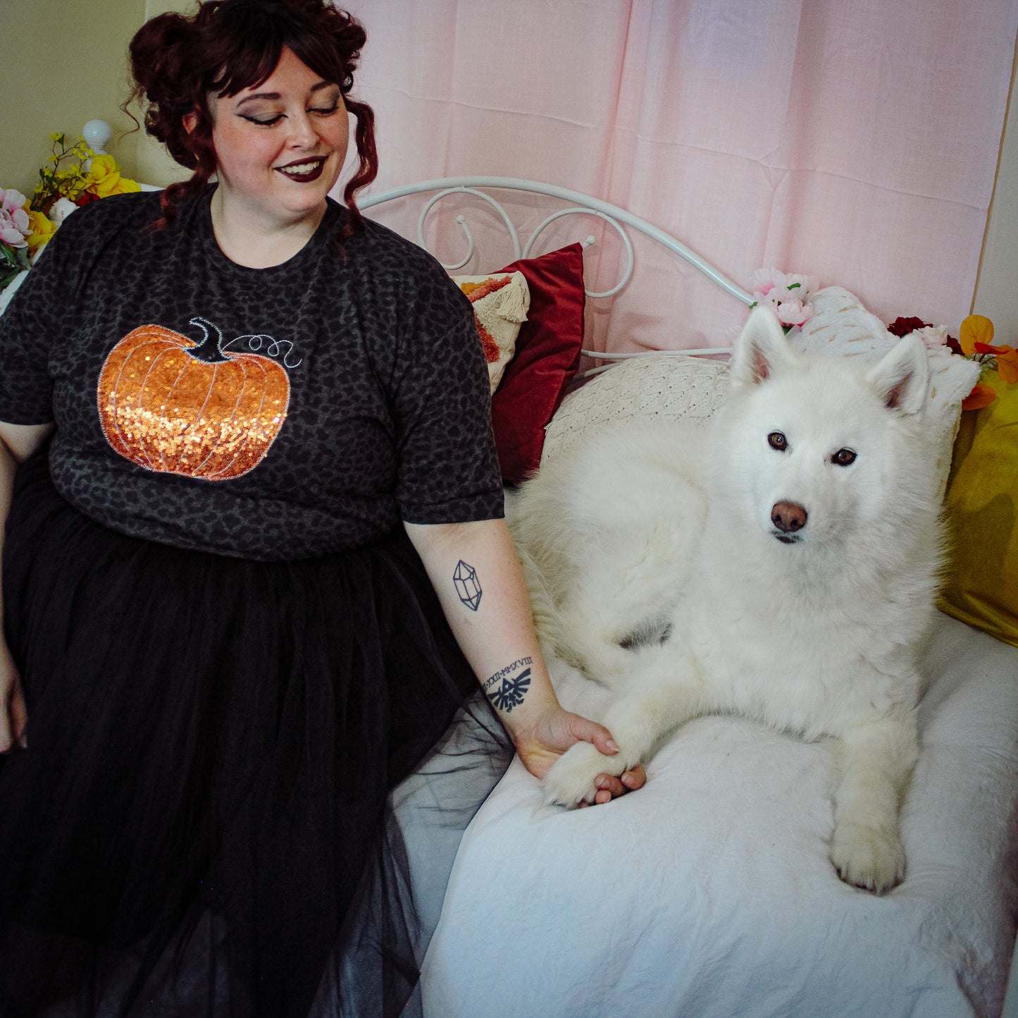 Sequin Pumpkin Black Leopard Short Sleeve