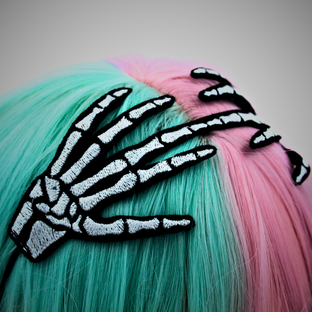 Embroidered Skeleton Hand Headband